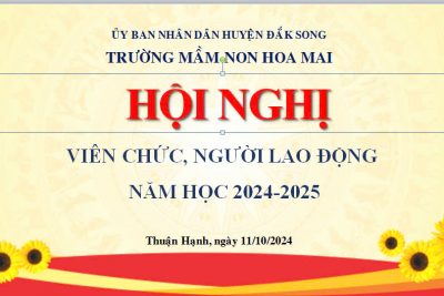 Chiều 11/11, Trường MN Hoa Mai tổ chức thành công Hội nghị viên chức, người lao động. Tập thể CB-GV-NV ra sức phấn đấu hoàn thành và hoàn thành vượt mức các chỉ tiêu mà Nghị quyết Hội nghị đã đề ra./.